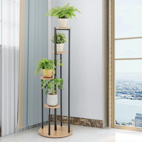 Indoor Metal Plant Shelf, 125cm Tall Corner Potted Plant Shelf with Metal Frame White