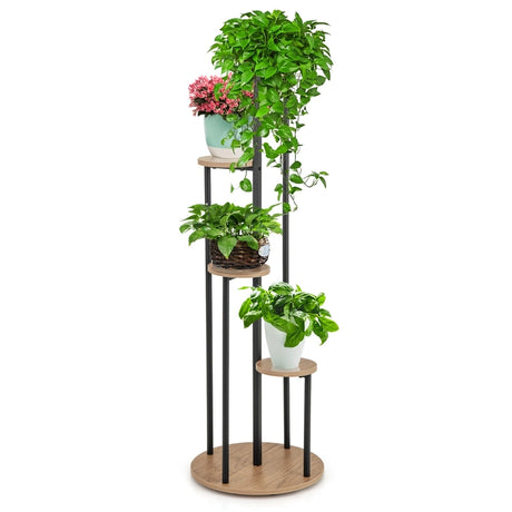 Indoor Metal Plant Shelf, 125cm Tall Corner Potted Plant Shelf with Metal Frame White