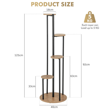 Indoor Metal Plant Shelf, 125cm Tall Corner Potted Plant Shelf with Metal Frame White
