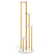 Indoor Metal Plant Stand Corner Plant Shelf for Potted Plant with Golden Metal Frame-White