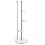 Indoor Metal Plant Stand Corner Plant Shelf for Potted Plant with Golden Metal Frame-White