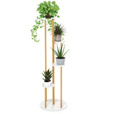 Indoor Metal Plant Stand Corner Plant Shelf for Potted Plant with Golden Metal Frame-White