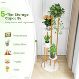 Indoor Metal Plant Stand Corner Plant Shelf for Potted Plant with Golden Metal Frame-White
