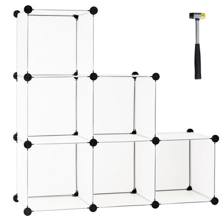 6 Cubes Storage Organizer with Rustproof Steel Frame for Indoor Use-White