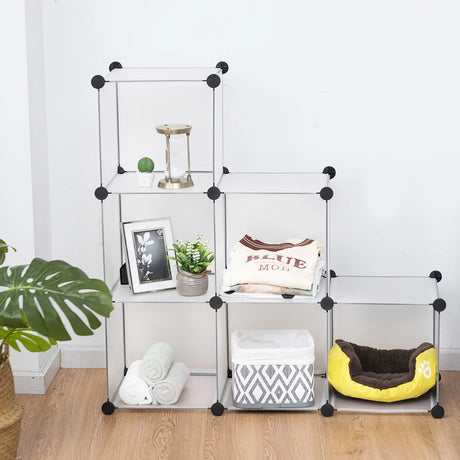 6 Cubes Storage Organizer with Rustproof Steel Frame for Indoor Use-White