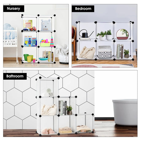 6 Cubes Storage Organizer with Rustproof Steel Frame for Indoor Use-White