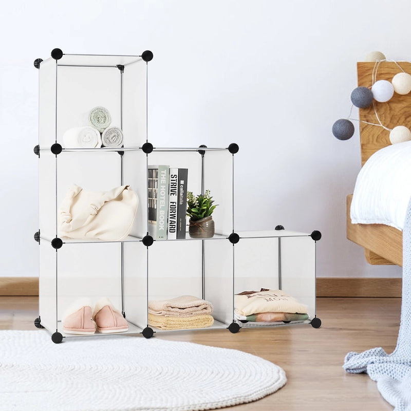 6 Cubes Storage Organizer with Rustproof Steel Frame for Indoor Use-White