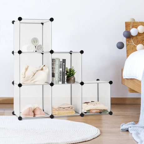 6 Cubes Storage Organizer with Rustproof Steel Frame for Indoor Use-White