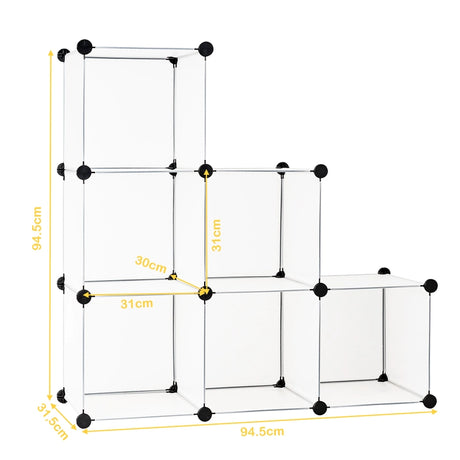 6 Cubes Storage Organizer with Rustproof Steel Frame for Indoor Use-White
