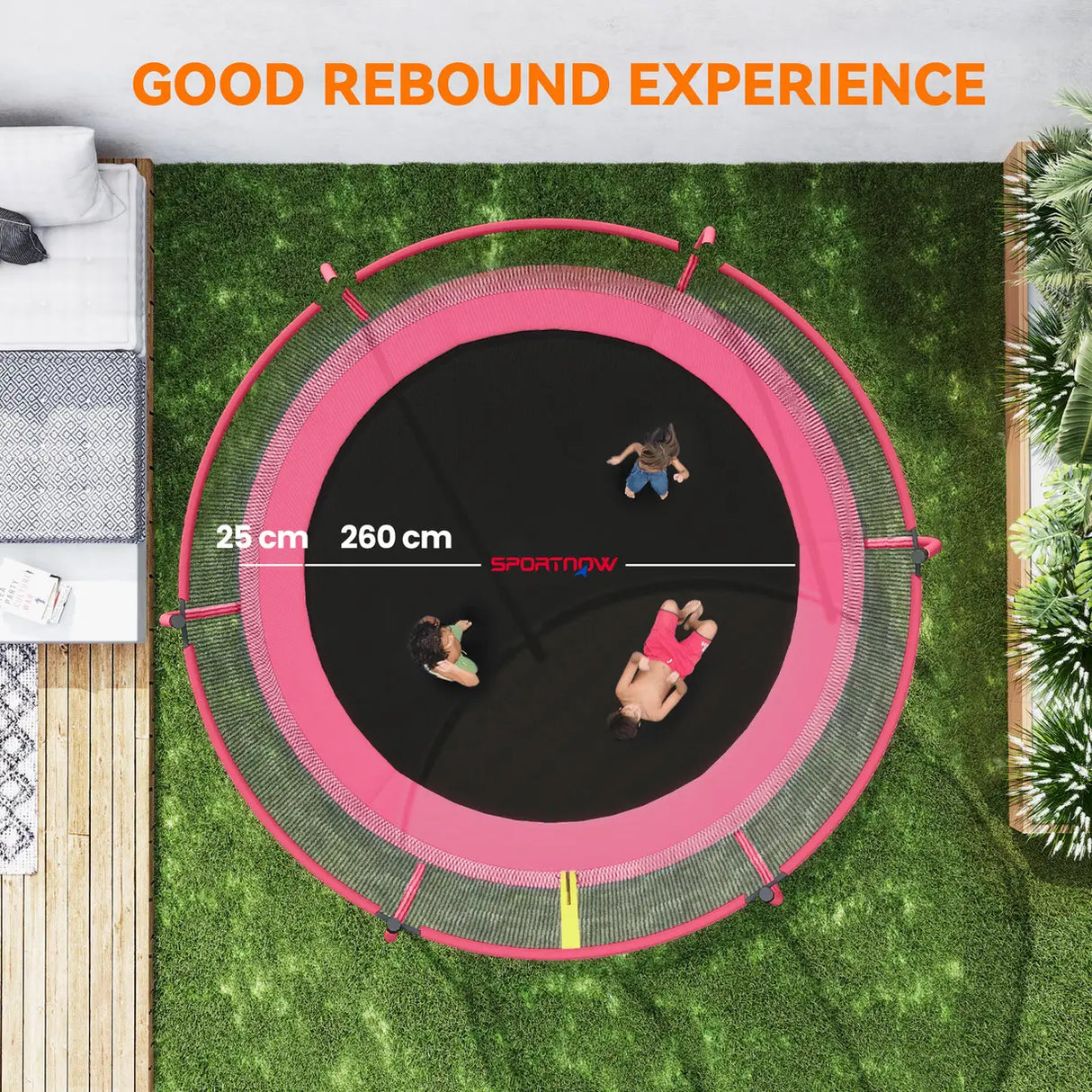 SPORTNOW 10ft Outdoor Trampoline with Enclosure Net, Spring Cover, Pink