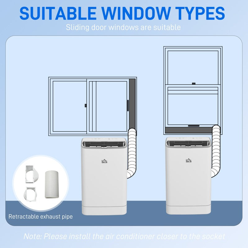 HOMCOM 14000 BTU Mobile Air Conditioner, 35m2, Smart Home WiFi, with Dehumidifier, Fan, 24H Timer, Window Kit, White