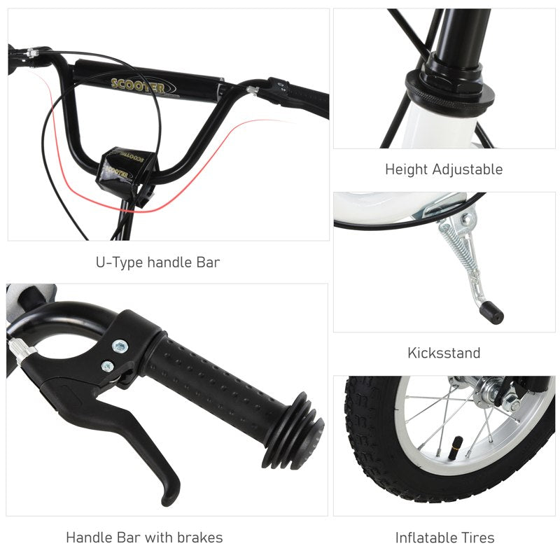 HOMCOM Dual Brakes 12" Metal frame Kick Scooter adjustable black