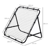 HOMCOM Adjustable Rebounder Net Kickback Target Goal for Teens Adults Training, Black