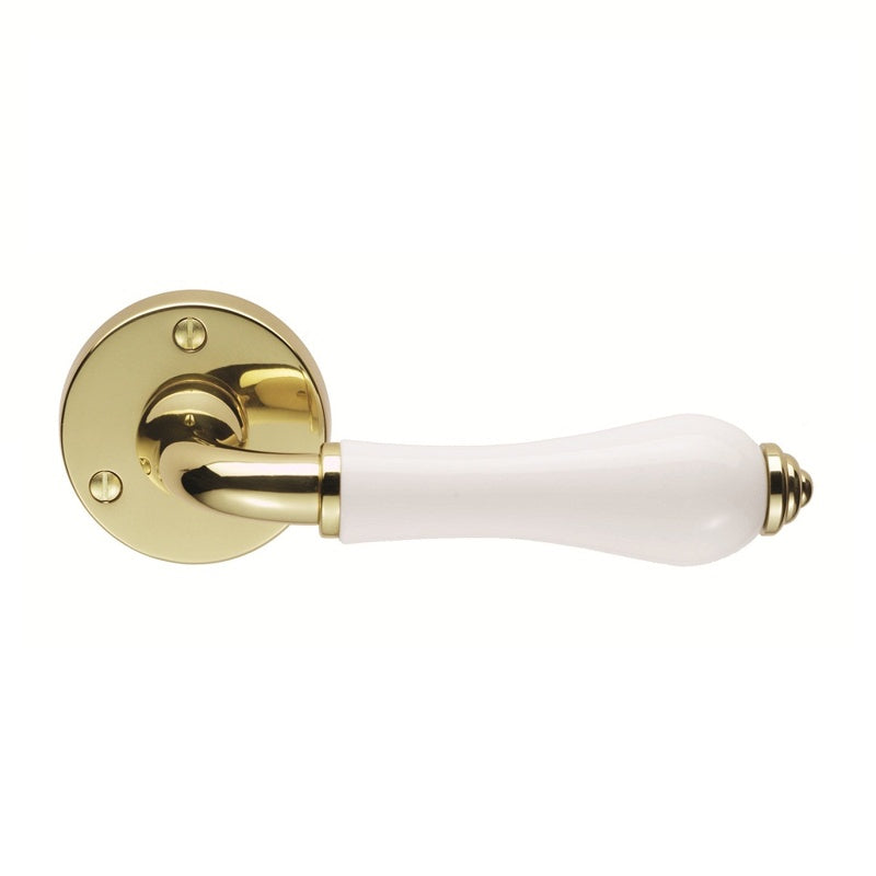 PORCELAIN - LEVER FURNITURE (PLAIN WHITE) - NEW 57MM ROSE EQUIVALENT TO DL66 ROSE - PLAIN WHITE - 57MM - PAIR