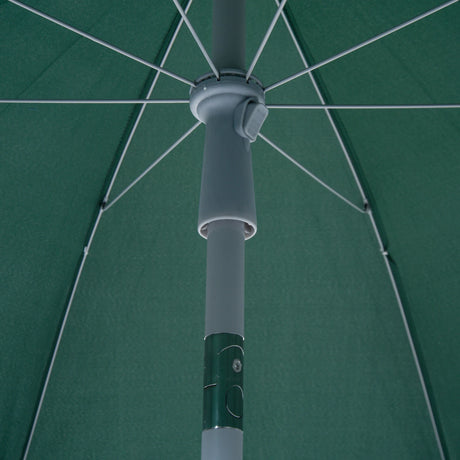 Outsunny 2.2m Beach Umbrella, Portable Parasol with Tilting Function, Outdoor Sunshade Shelter with 8 Ribs, Green