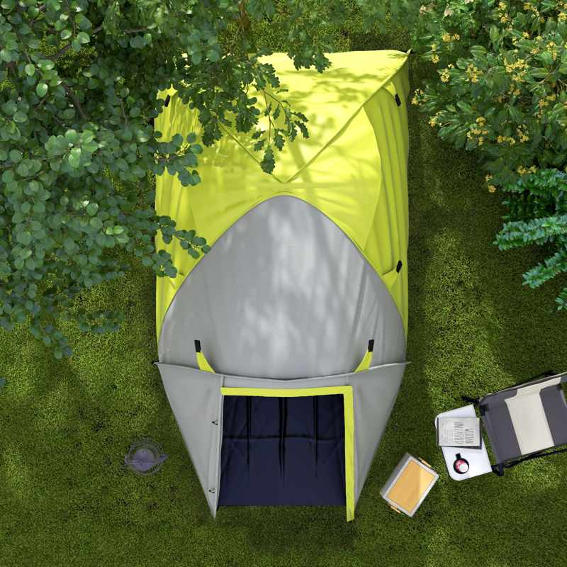 Outsunny Two-Man Dome Tent, with Front Porch and Accessories - Yellow/Grey