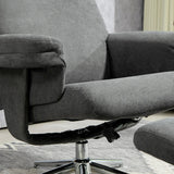 HOMCOM Velvet-Feel Recliner Chair and Ottoman - Dark Grey