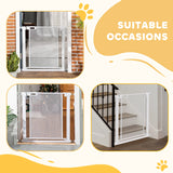 PawHut Pet Safety Gate, for Doorways, Staircases, Hallways, with 75-82cm Adjustable Width - White