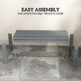 Outsunny Wooden Outdoor Bench, 2 Seater Garden Bench, Backless Patio Bench with Slatted Curved Seat, Grey Embossed Finish