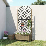 Outsunny Raised Garden Bed with Metal Trellis, Wooden Elevated Planter Box w/Lockable Wheels, Outdoor Raised Planter, Carbonised