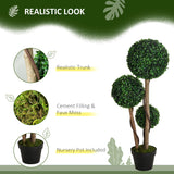 HOMCOM Decorative Artificial Tree Boxwood Ball Topiary Tree in Pot Fake Plant for Home Indoor Outdoor Decor, 90 cm, Dark Green