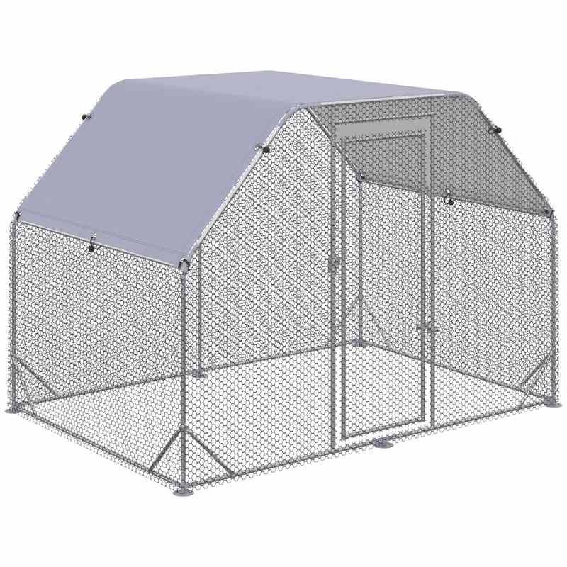 PawHut Walk in Chicken Run Chicken Coop Hen House Outdoor with Roof for 4-6 Chickens, 280 x 190 x 195cm