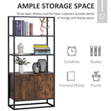 HOMCOM Industrial Bookshelf, Storage Shelf, Large Bookcase with 3 Open Shelves, Multifunctional Rack for Living Room, Office, Rustic Brown and Black