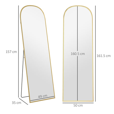 HOMCOM 162cm Aluminium Frame Standing Mirror - Gold