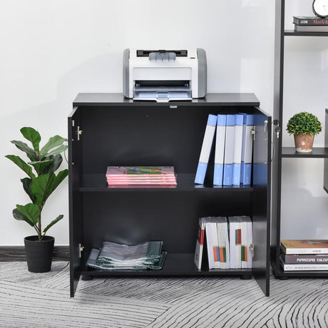 Vinsetto Two-Tier Locking Office Storage Cabinet - Black