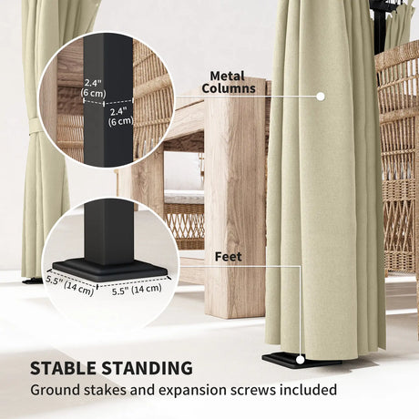 Outsunny 3 x 3 m Retractable Roof Pergola, with Curtains - Beige