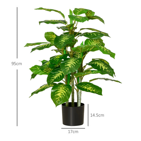 HOMCOM 2 PCs Artificial Evergreen Tree Fake Decorative Plant in Nursery Pot for Indoor Outdoor Dcor, Green