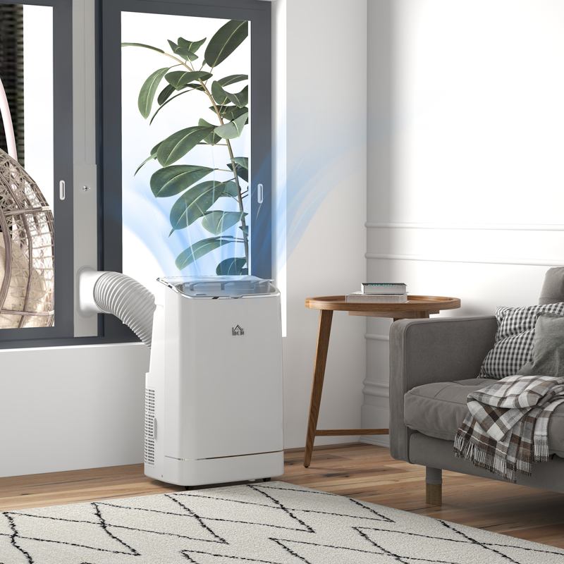 HOMCOM 14000 BTU Mobile Air Conditioner, 35m2, Smart Home WiFi, with Dehumidifier, Fan, 24H Timer, Window Kit, White
