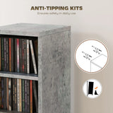 HOMCOM Set of 2 CD Media Display Shelf Unit Tower Rack with Adjustable Shelves, Grey