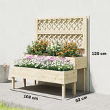 Outsunny Raised Garden Bed 2-Tier Stepped Design Planter Box with Trellis for Climbing Plants 108x62x120 cm