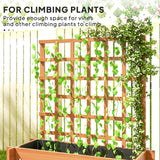 Outsunny 3 Tier Garden Planters with Trellis for Vine Climbing, Wooden Raised Beds, 95x95x110cm, Brown