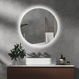 kleankin Round Bathroom Mirror with LED Lights, Wall-Mounted Dimmable Makeup Mirror with 3 Temperature Colours, Defogging Film, Memory Function, Hardwired, 60 x 60 cm