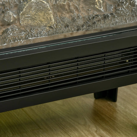 HOMCOM 180 Charming Electric Fireplace Heater, Quiet Freestanding Stove with LED Flame Effect, Level-less Temperature Control, Overheating Protection, 1000W/2000W, Black