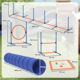 PawHut Dog Agility Equipment, 8PCS Agility Training Set with Tunnel, Weave Poles, Adjustable Hurdles, Jump Ring