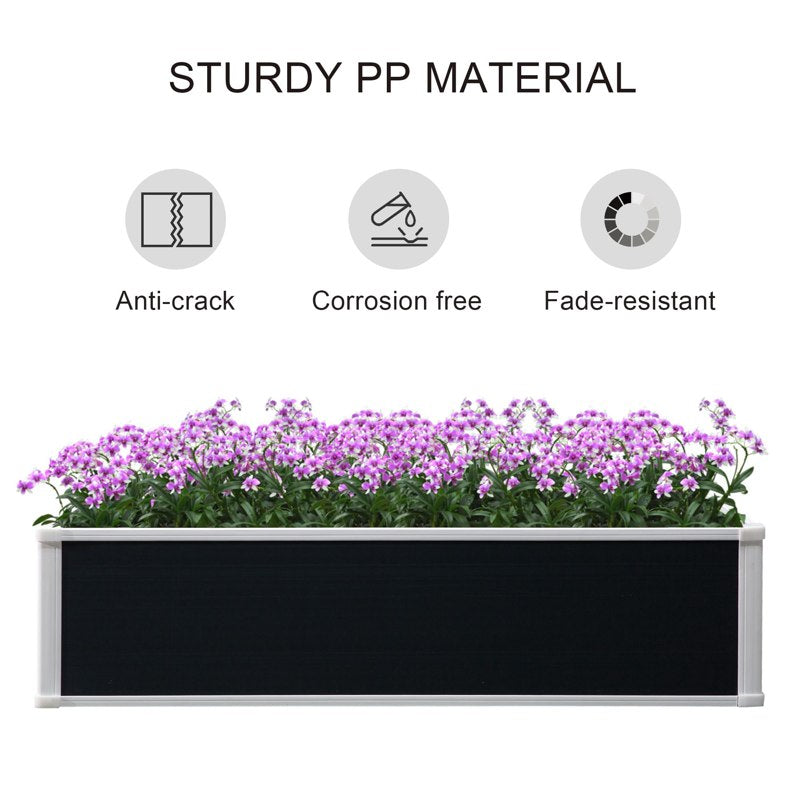 Outsunny 302L Raised Garden Bed, Weather-resistant PP Planter Box Containers for Outdoor Patio Plant Flower Vegetable, 120 x 90 x 30 cm