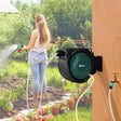 Outsunny Retractable Hose Reel Wall Mounted, 30+2m Garden Hose Pipe Reel with Lock, Auto Rewind, 7 in 1 Spray Nozzle, Includes Wall Fixings, 180 Swivel, Outdoor Watering, 59 x 23 x 42 cm, Green