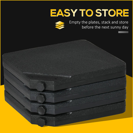 Outsunny Four-Piece Plastic Cantilever Parasol Base - Black
