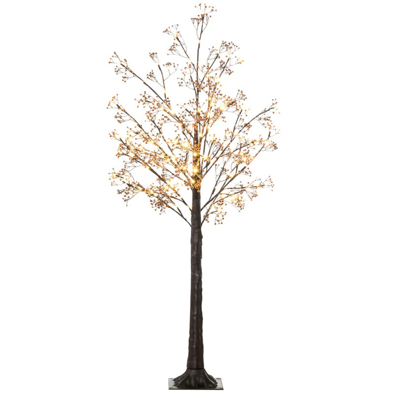 HOMCOM 5ft Artificial Gypsophila Blossom Tree Light with 96 Warm White LED Light, Baby Breath Flowers for Home Party Wedding, Indoor and Outdoor Use