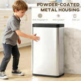 HOMCOM 45L Stainless Steel Sensor Bin - Silver Tone