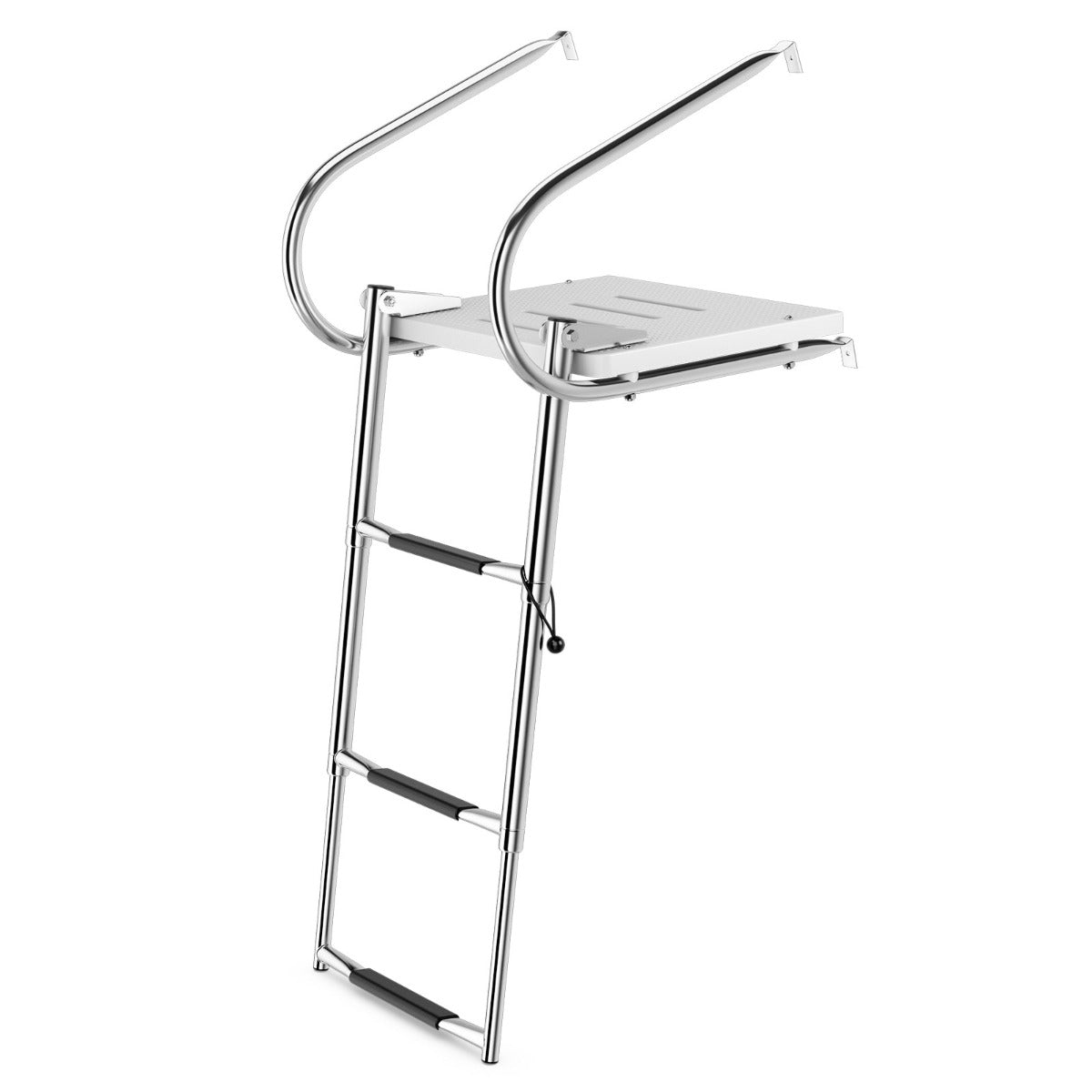 3-Step Telescoping Boat Ladder with Fiberglass Platform and Handrails