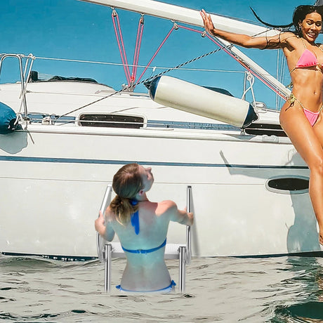 3-Step Telescoping Boat Ladder with Fiberglass Platform and Handrails