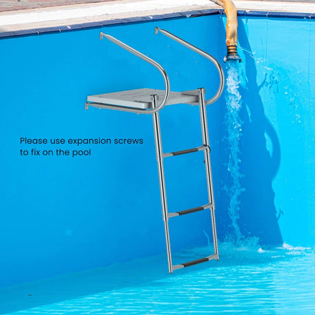 3-Step Telescoping Boat Ladder with Fiberglass Platform and Handrails