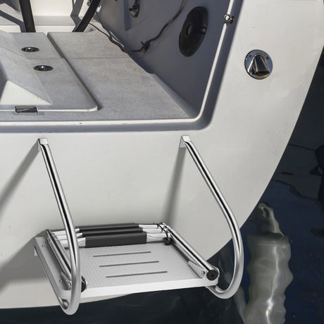 3-Step Telescoping Boat Ladder with Fiberglass Platform and Handrails