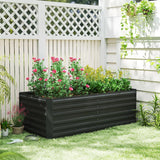 Outsunny Raised Beds for Garden, Galvanised Steel Outdoor Planters with Multi-reinforced Rods, 180 x 90 x 59 cm, Black