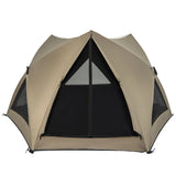 6-Sided Pop-up Family Tent with Rainfly, Skylight, 3 Doors, 3 Windows-Green