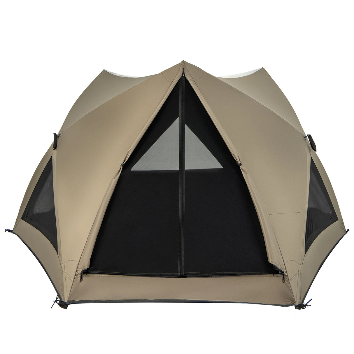 6-Sided Pop-up Family Tent with Rainfly, Skylight, 3 Doors, 3 Windows-Green